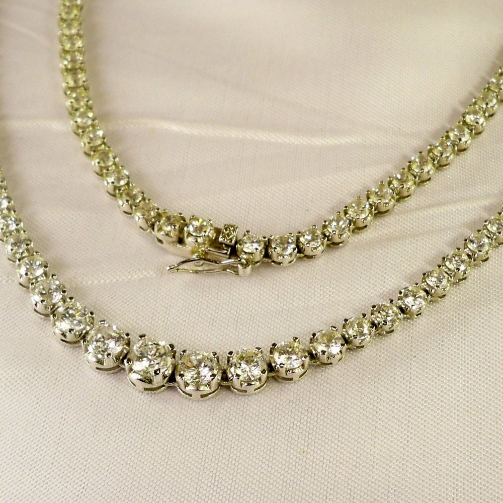 New Vintage Charles Winston Cubic Zirconias Silver Necklace